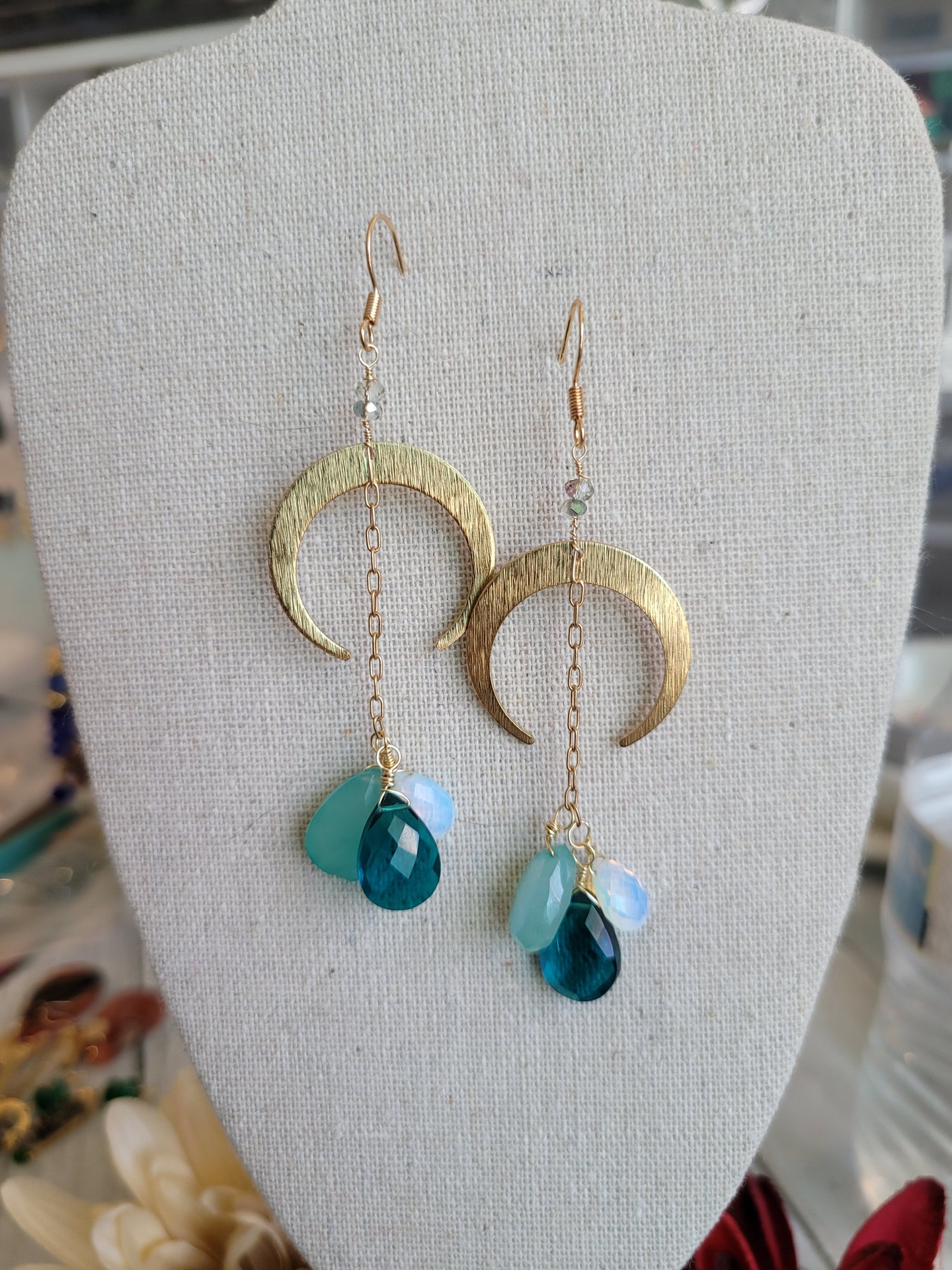 Crescent Moon Drop Earrings