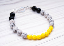 Load image into Gallery viewer, Black, White, and Yellow Bracelet
