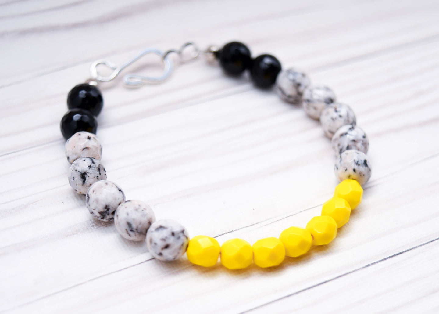 Black, White, and Yellow Bracelet