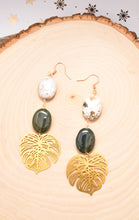 Load image into Gallery viewer, Monstera Gold Drop Earrings
