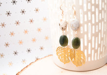 Load image into Gallery viewer, Monstera Gold Drop Earrings
