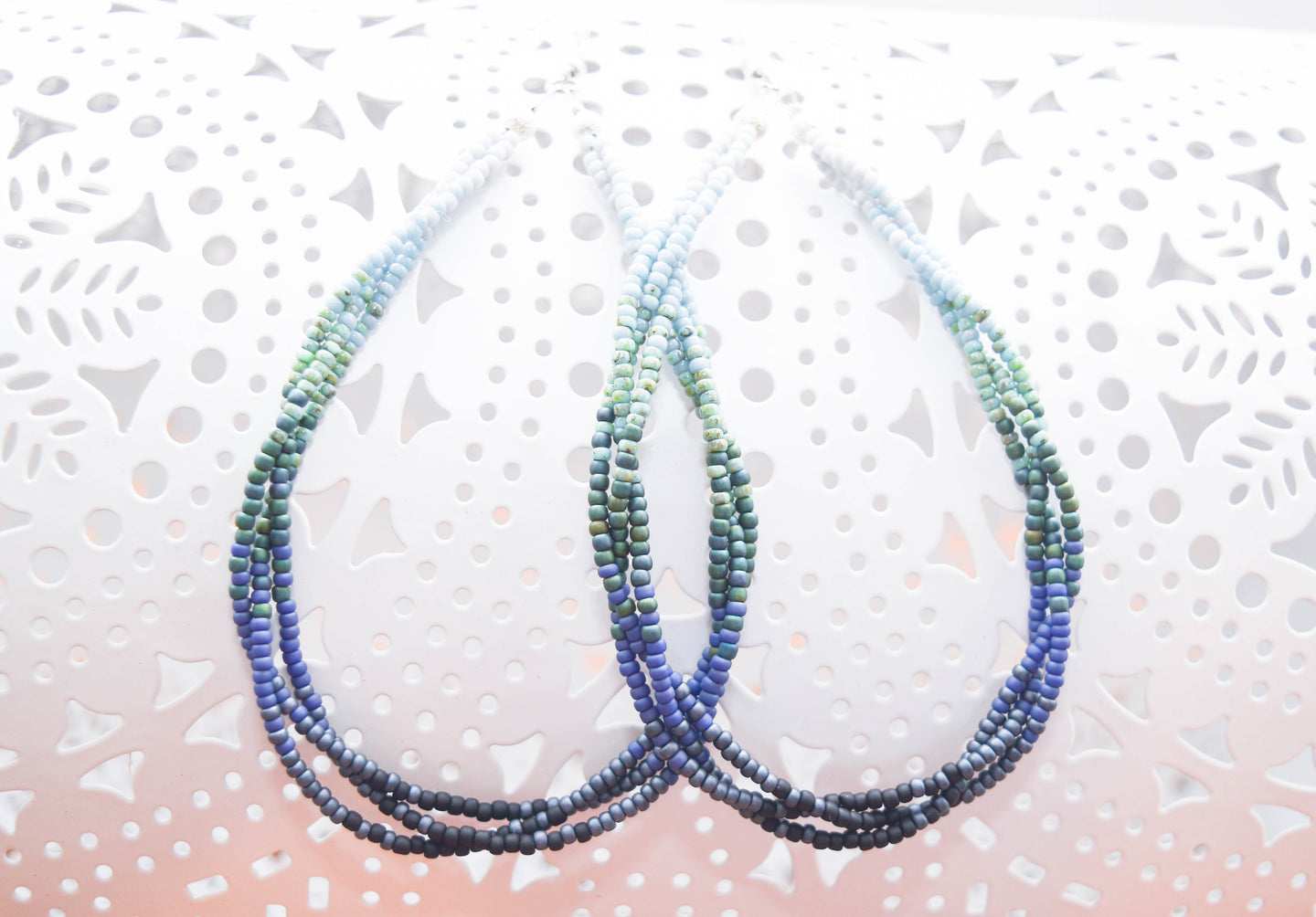 Blue/Teal Gradient Seed Drop Earrings