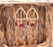 Load image into Gallery viewer, Herkimer and Ruby Sapphire drop earrings
