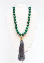 Load image into Gallery viewer, Emerald Green Jade and Gray Jade Tassel Necklace
