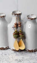 Load image into Gallery viewer, Unakite &amp; Red Jasper Gold Drop Earrings
