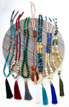 Load image into Gallery viewer, Emerald Green Jade and Gray Jade Tassel Necklace
