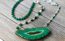 Load image into Gallery viewer, Green Agate Slice Necklace
